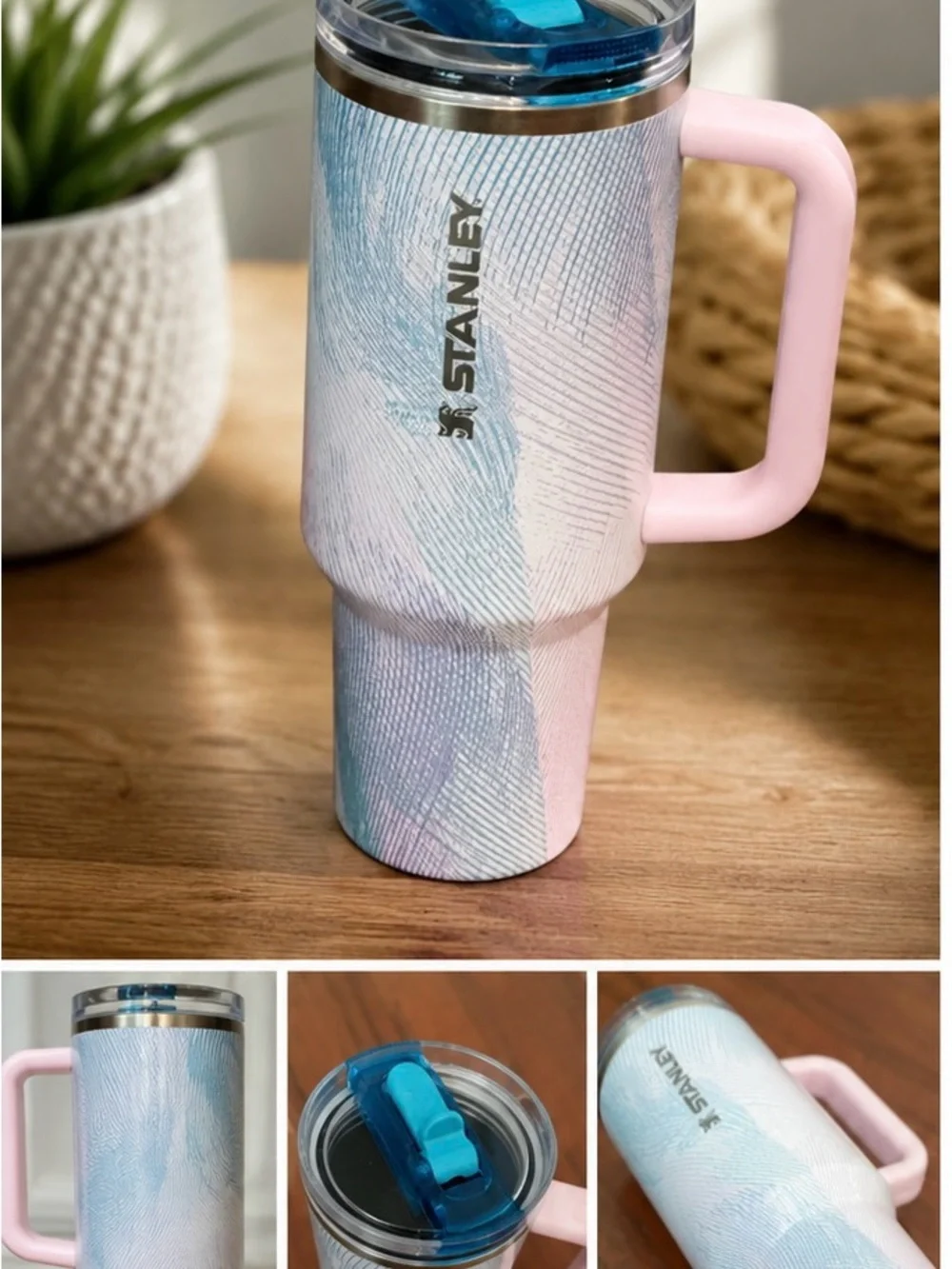 Stanley Pastel Ombre Travel Tumbler with Pink Handle